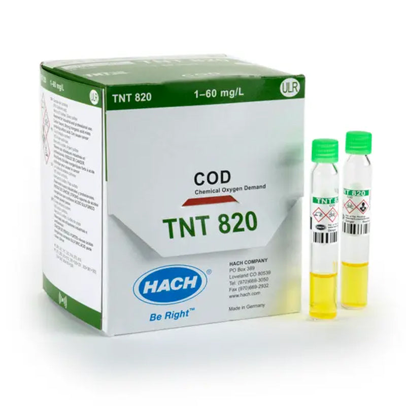 HACH Chemical Oxygen Demand (COD) TNTplus Vial Test, ULR (1-60 mg/L COD), 25 Tests PN.TNT820