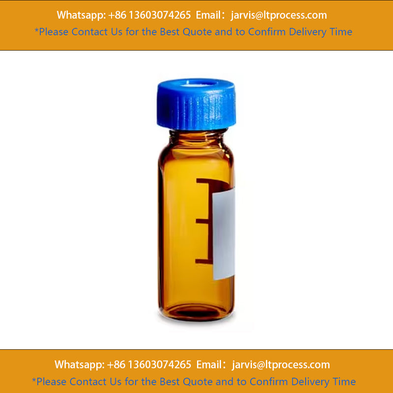 Waters 186003455 Amber Glass 12 x 32 mm Vial with Bonded Preslit Silicone/PTFE Cap and Septum, Preassembled for Dissolution, 100/pk