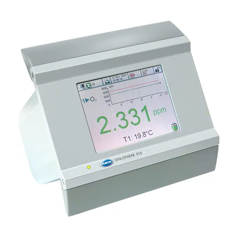 HACH Orbisphere 510 Controller O₂ (EC), O₂ (EC), Panel Mount, 100-240 VAC, 0/4-20mA, External Pressure Sensor Connection PN.510AA0/P1C0P000
