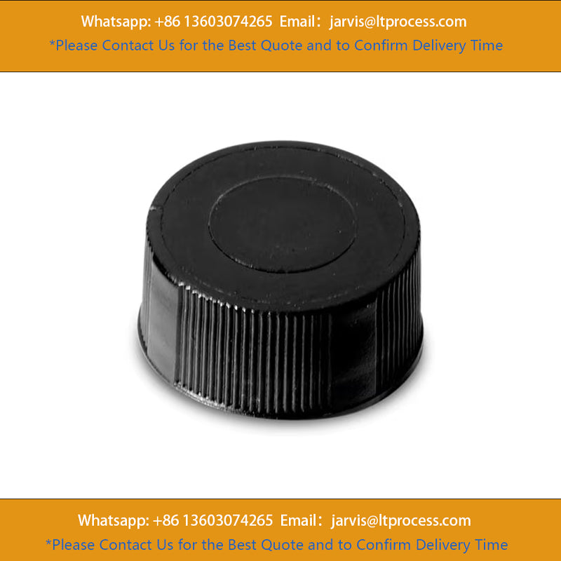 Waters 186007187 9 mm Solid Black Cap with PTFE/Silicone liner, 100/pk