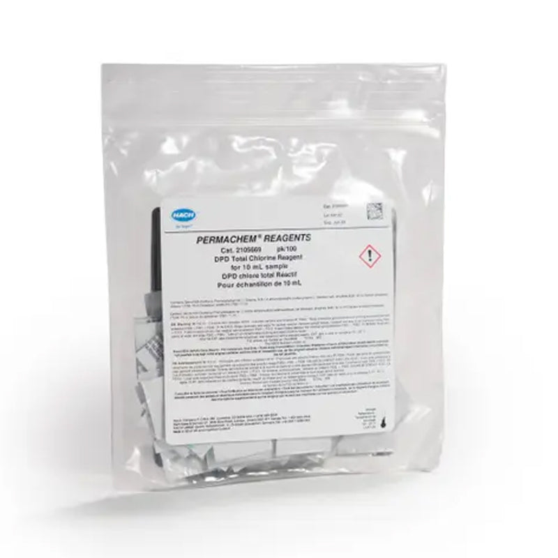 HACH DPD Total Chlorine Reagent Powder Pillows, 10 mL, pk/100 PN.2105669