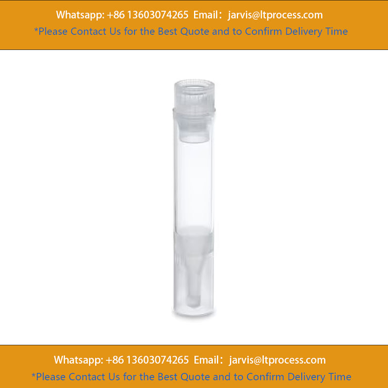 Waters WAT022476 Polypropylene 8 x 40 mm Snap Neck Total Recovery Vial with Polyethylene Septumless Cap, 700 µL Volume, 100/pk