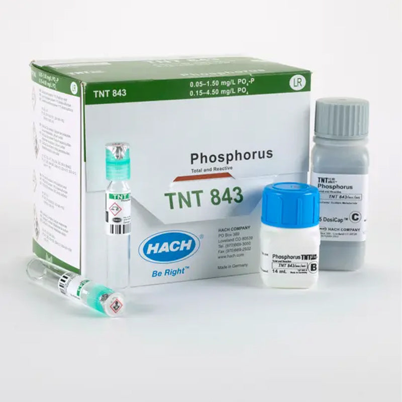 HACH Phosphorus (Reactive and Total) TNTplus Vial Test, LR (0.15-4.50 mg/L PO₄), 25 Tests PN.TNT843