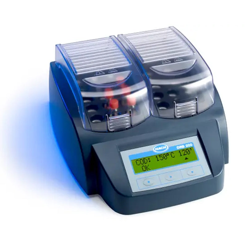 HACH DRB200 Digital Reactor Block: 21 x 16 mm vial wells, 4 x 20 mm vial wells, 230 VAC PN.LTV082.52.42001