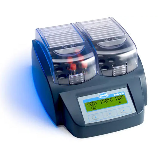 HACH DRB200 Digital Reactor Block: 21 x 16 mm vial wells, 4 x 20 mm vial wells, 230 VAC PN.LTV082.52.42001