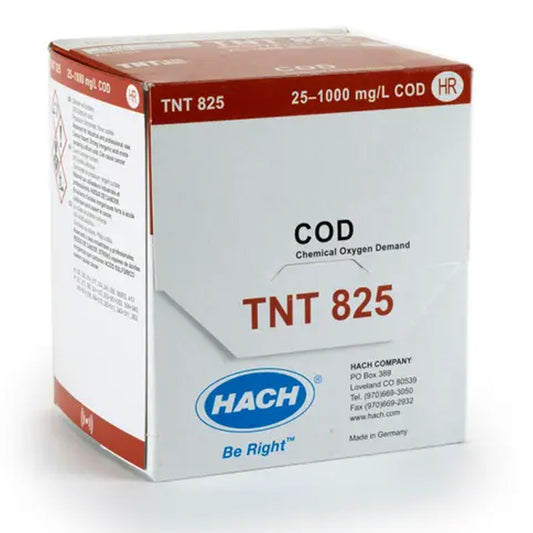 HACH Chemical Oxygen Demand (COD) TNTplus Vial Test, Mercury-Free, HR (25-1,000 mgL COD), 25 Tests PN.TNT825