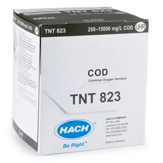 HACH Chemical Oxygen Demand (COD) TNTplus Vial Test, UHR (250-15,000 mg/L COD), 25 Tests PN.TNT823