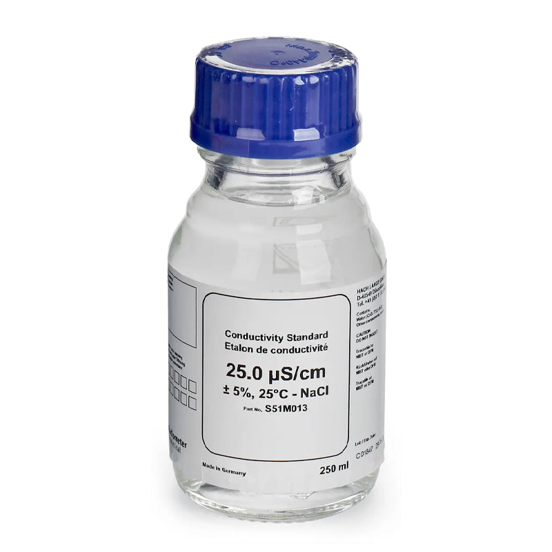 HACH 25 µS/cm Certified Reference Material CRM Conductivity Standard Solution, NaCl, 250 mL PN.S51M013