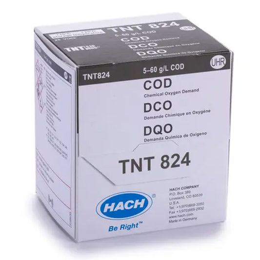 HACH Chemical Oxygen Demand (COD) TNTplus Vial Test, UHR+ (5,000-60,000 mg/L COD), 25 Tests PN.TNT824
