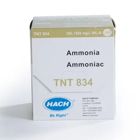 HACH Ammonia TNTplus Vial Test, UHR+ (100-1800 mg/L NH₃-N), 25 Tests PN.TNT834