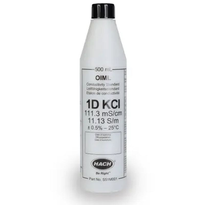 HACH 111.3 mS/cm Certified Reference Material CRM OIML Conductivity Standard Solution, KCl 1D, 500 mL PN.S51M001