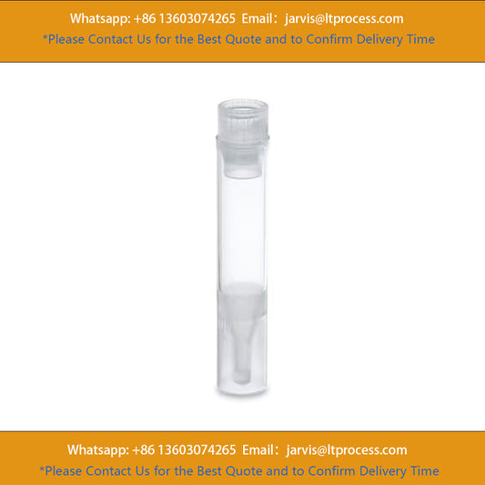 Waters WAT022476 Polypropylene 8 x 40 mm Snap Neck Total Recovery Vial with Polyethylene Septumless Cap, 700 µL Volume, 100/pk