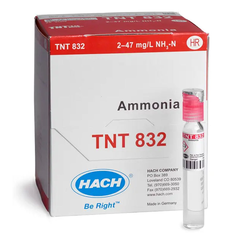 HACH Ammonia TNTplus Vial Test, HR (2-47 mg/L NH₃-N), 25 Tests PN.TNT832