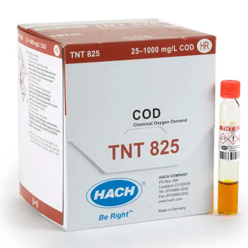HACH Chemical Oxygen Demand (COD) TNTplus Vial Test, Mercury-Free, HR (25-1,000 mgL COD), 25 Tests PN.TNT825