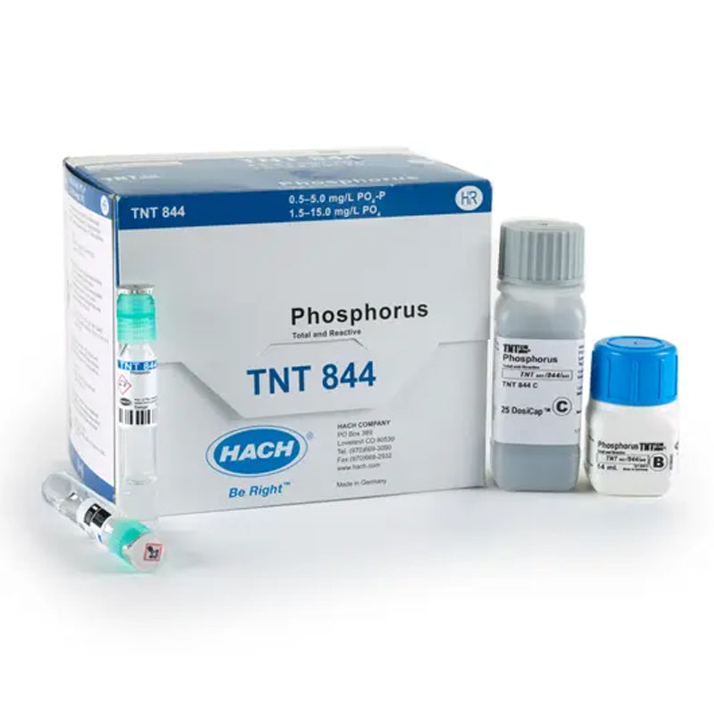 HACH Phosphorus (Reactive and Total) TNTplus Vial Test, HR (1.5-15.0 mg/L PO₄), 25 Tests PN.TNT844