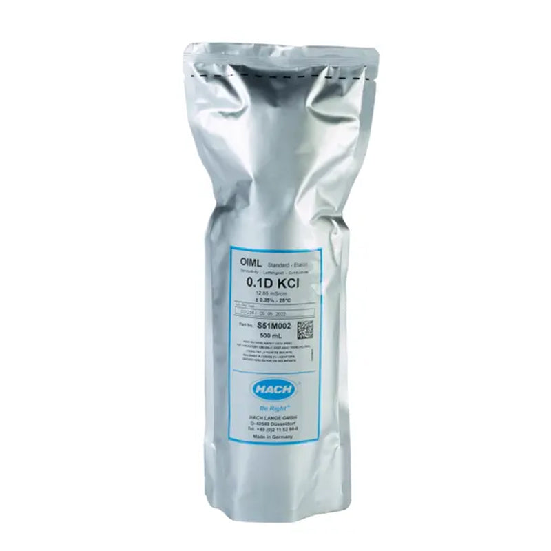 HACH 12.85 mS/cm Certified Reference Material CRM OIML Conductivity Standard Solution, KCl 0.1D, 500 mL PN.S51M002