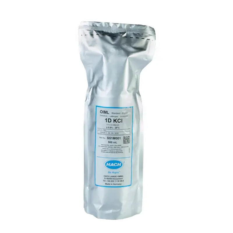 HACH 111.3 mS/cm Certified Reference Material CRM OIML Conductivity Standard Solution, KCl 1D, 500 mL PN.S51M001